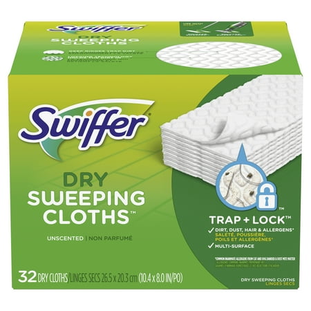 Swiffer Sweeper Dry Sweeping Pad, Multi Surface Refills for Dusters Floor Mop, Unscented, 32 count