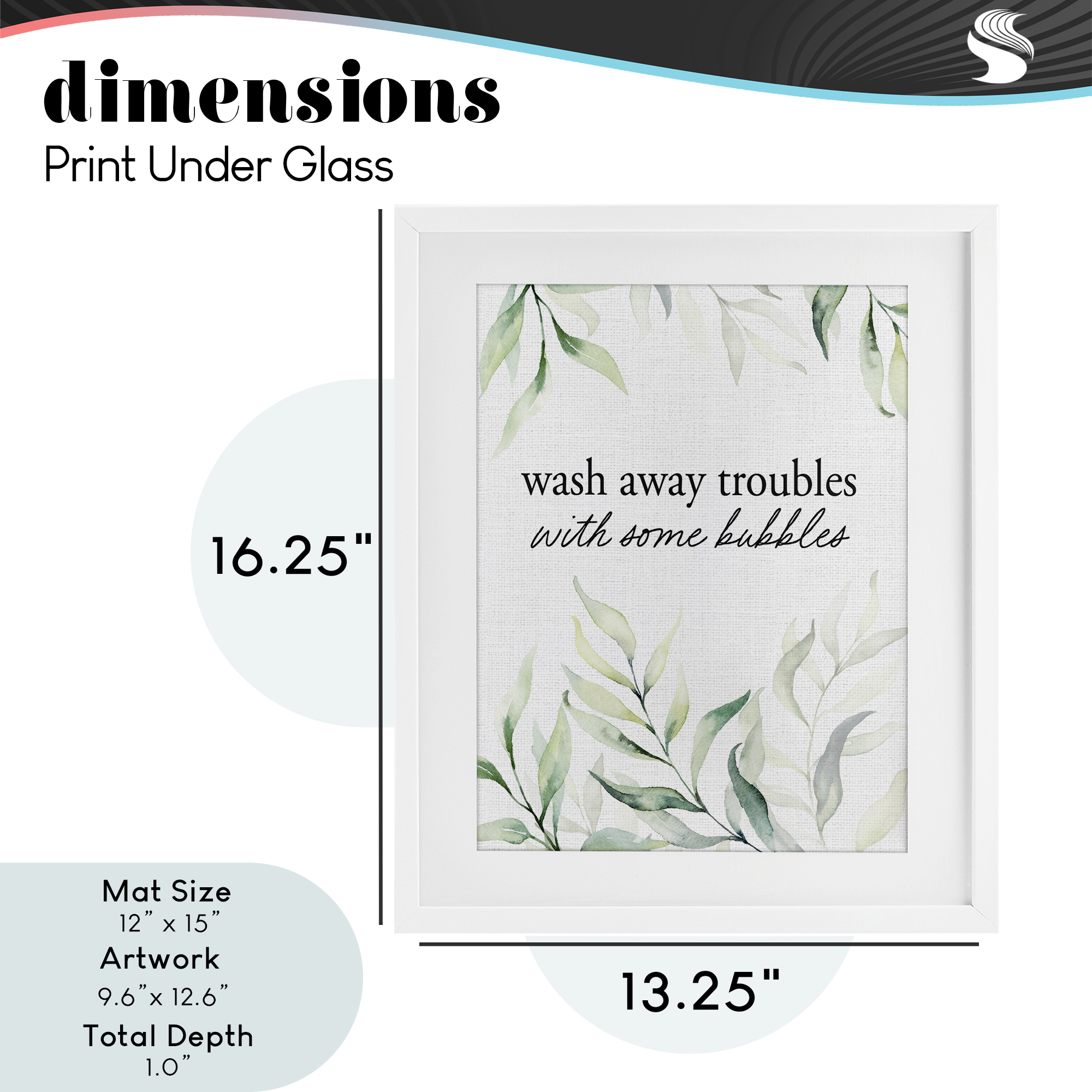 Zen Wash Away Troubles White Framed Print Under Glass, design by Lettered and Lined