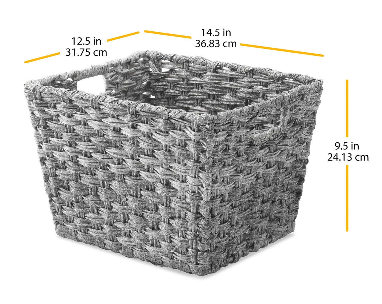 Whitmor Split Rattique Woven Storage Basket with Metal Frame, Gray