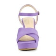 thumbnail image 5 of BLISSFUL STEP Women's Fashion Platform Strap Slingback Chunky Heel Open Toe Sandals Light Purple 7, 5 of 7