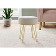 thumbnail image 2 of Ottoman, Pouf, Footrest, Foot Stool, 14" Round, Fabric, Metal Legs, Beige, Gold, Contemporary, Modern, 2 of 5