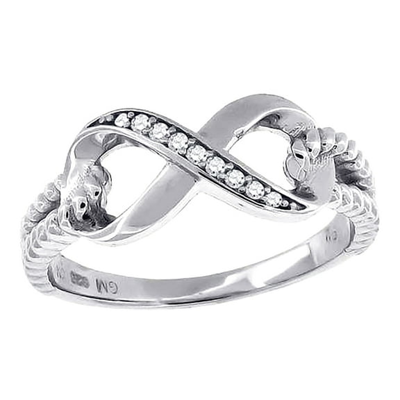 925 Sterling Silver Womens Cubic Zirconia Infinity Love Ring Size 6 Statement Ring for Women