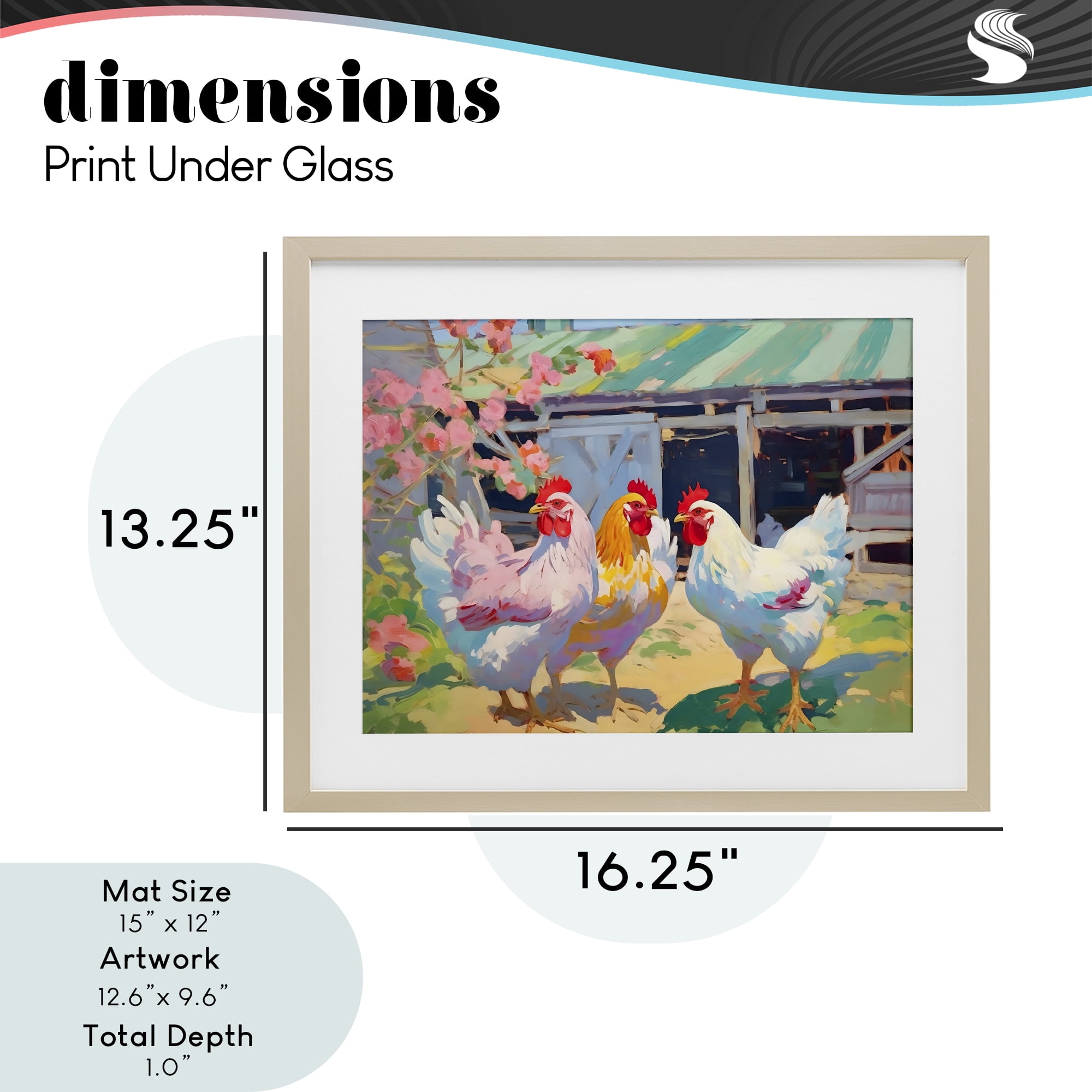 Stupell Industries Colorful Chickens in Sunlit Yard Birch Framed Print Under Glass, design by Creative Studio