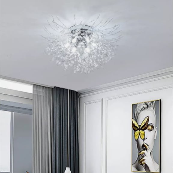 Crystal Ceiling Light Modern Chandelier Dandelion Firework Pendant Lamp Fixture for Living Room, Dining Room, Study Bedroom, Small Bedroom, Conference Room, Kitchen  (Bulb Not Included)