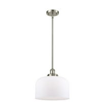 916-1S-SN-G71-L-Innovations Lighting-Bell - 1 Light Stem Hung Mini Pendant In Industrial Style-10 Inches Tall and 12 Inches Wide-Brushed Satin Nickel