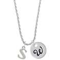 thumbnail image 1 of Delight Jewelry Silvertone Large Initial - S - Silvertone Script Initial Disc - W - Charm Necklace, 20"+3", 1 of 4