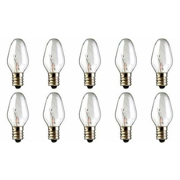 CEC Industries #15C7 120V Bulbs, 120 V, 15 W, E12 Base, C-7 shape (Box of 10)