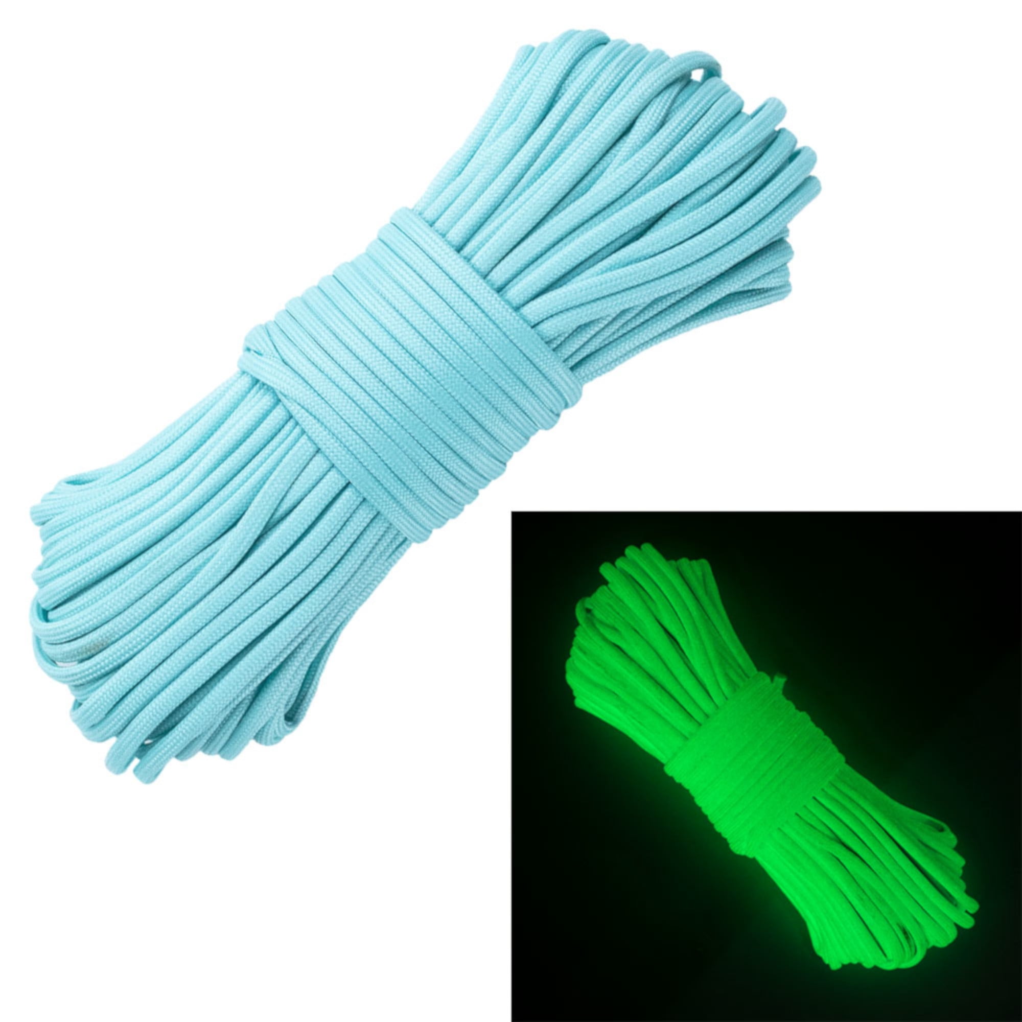 16FT-100FT 550 Paracord Parachute Cord Luminous Glow in the Dark 7 Core Strand