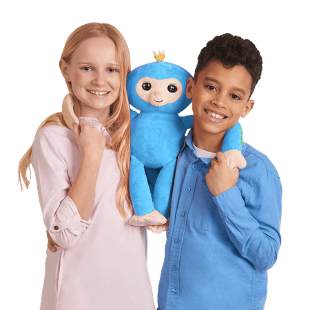 WowWee - Fingerlings HUGS BORIS - Friendly Interactive Plush Monkey Toy - Blue