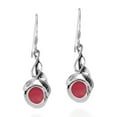thumbnail image 3 of Precious Orb Red Coral Stone Sterling Silver Dangle Earrings, 3 of 5