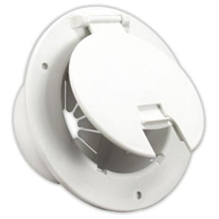 Electric Cable Hatch - JR Products 541-2-A Polar White Deluxe Round Electric Cable Hatch with Back