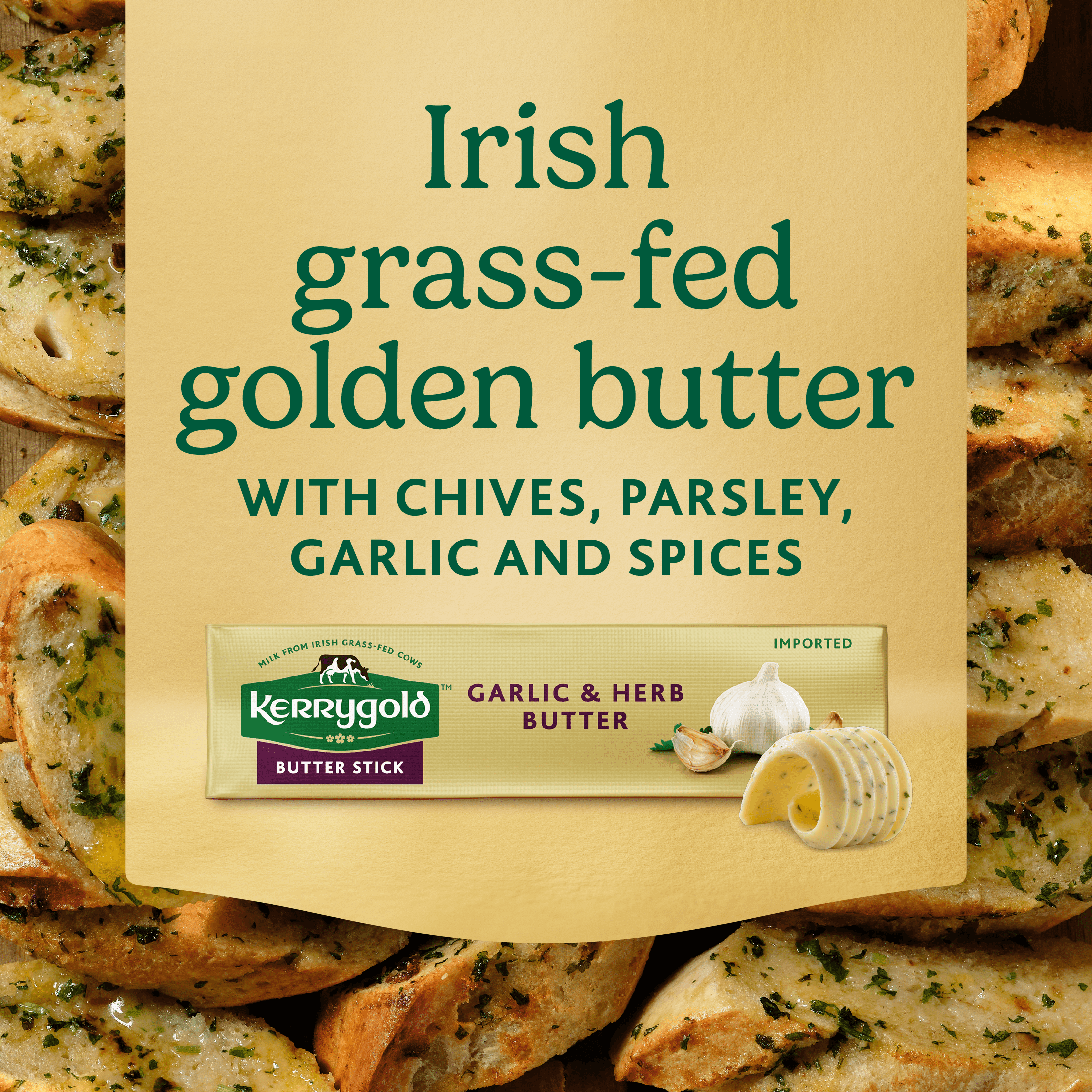 Kerrygold Grass-Fed Garlic & Herb Pure Irish Butter, 3.5 oz.