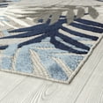 thumbnail image 5 of Oasis Modern Floral Blue and Cream Polypropylene Indoor Outdoor Area Rug, 5'x5' Round, 5 of 8