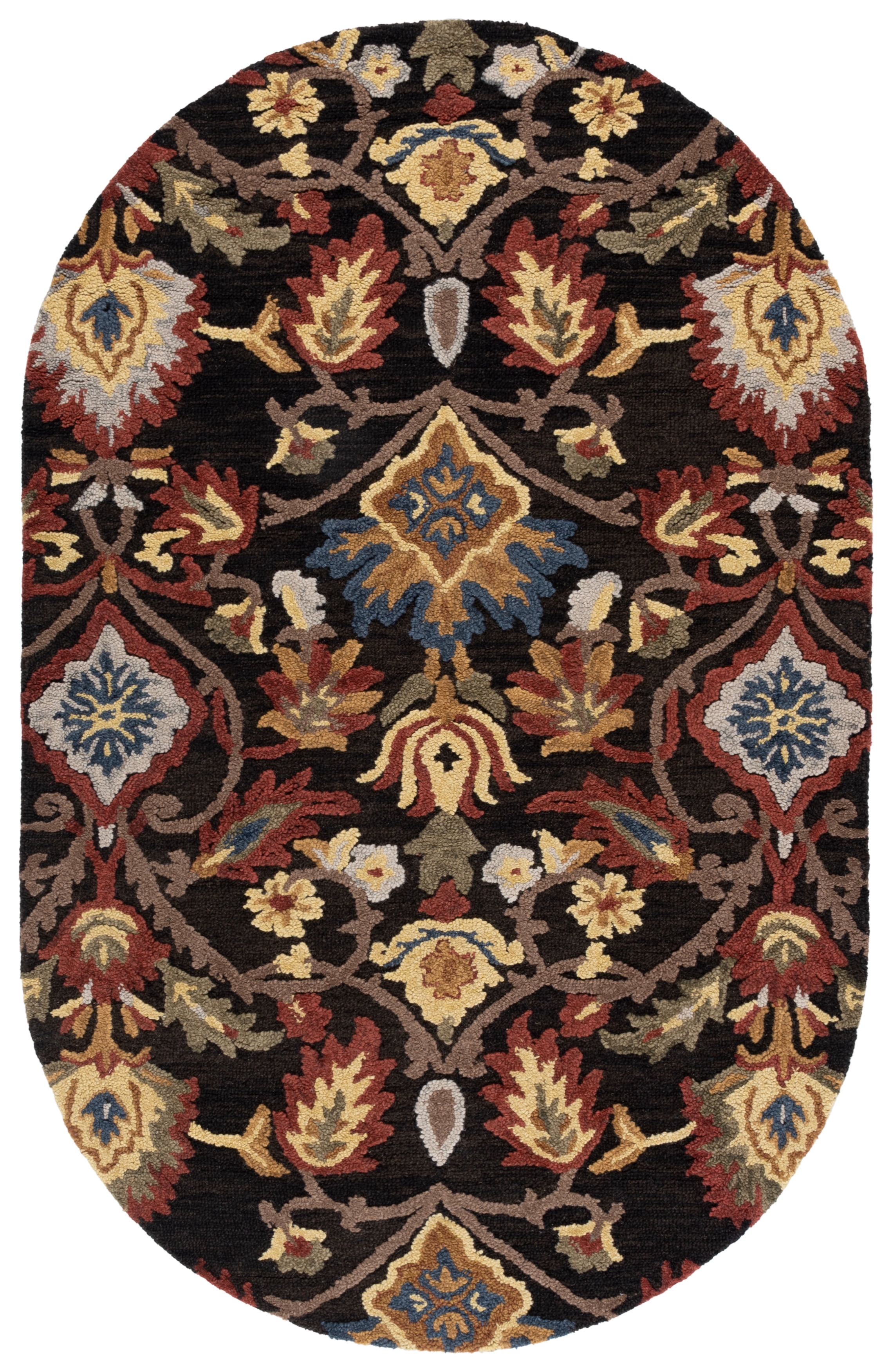 Safavieh Blossom Lennon Floral Wool Area Rug, Charcoal/Multi, 6' x 8' Oval
