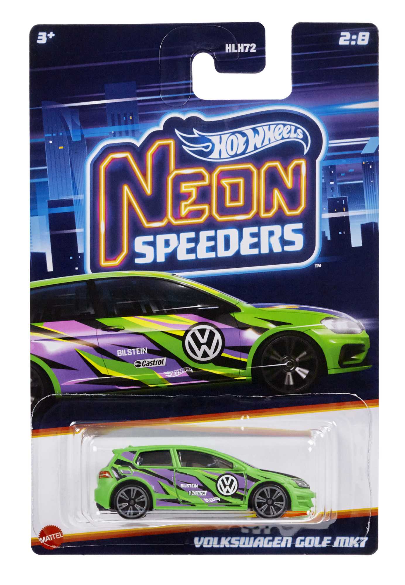 Hot Wheels Cars, Neon Speeders, 1 Die-Cast Toy Car in 1:64 Scale with Neon Designs - image 5 of 6