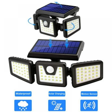 

Solar Lights Outdoor 74LED 300LM Cordless LED Solar Motion Sensor Lights; Adjustable Heads IP65 Waterproof Security LED Flood Light