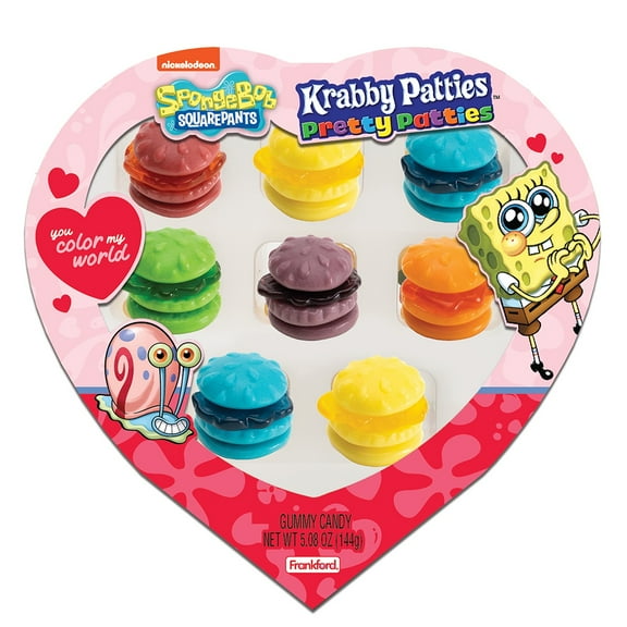 Frankford Krabby Patty Pretty Patties Fruit Flavor Gummy Candy Heart Tray, 5.08oz