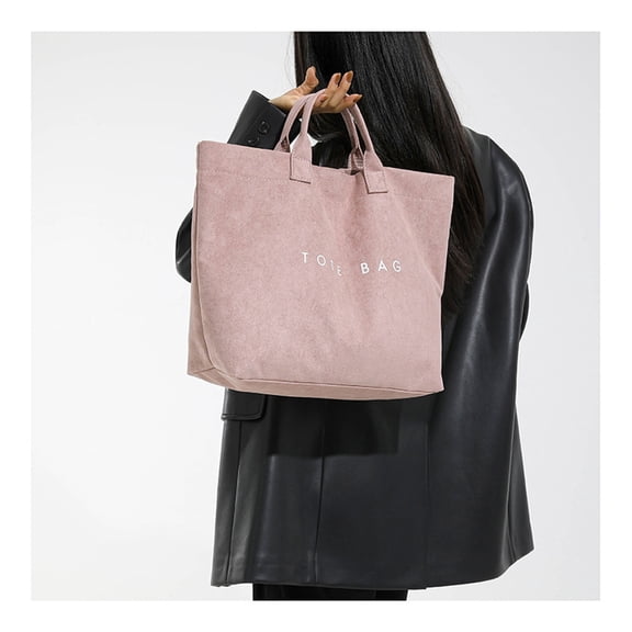 Suede Tote Bag for Women,Spring Retro Shoulder Bags,Women's Large Capacity Letter Casual Versatile Tote Bag,Fashion Handbag,For Work And Commuting，Pink