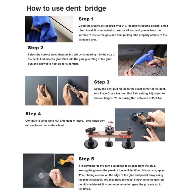 VEVOR Dent Removal Tool, 98 Pcs Paintless Dent Repair Tools, Led Baffle  Board Car Dent Repair