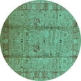 thumbnail image 1 of Ahgly Company Indoor Round Oriental Turquoise Blue Industrial Area Rugs, 4' Round, 1 of 4