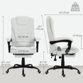 thumbnail image 2 of White Reclining Massage Office Chair with Footrest - Adjustable Height & 7-Point Vibration - Perfect for Home Office & Study Spaces - Linen-Look Fabric, 2 of 7