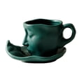 thumbnail image 3 of Esquirla Coffee Cup with Saucer Tea Cup and Saucer Interesting European 100ml Water Glass Teaware Cappuccino Cups Human Face Shape Mug green, 3 of 8