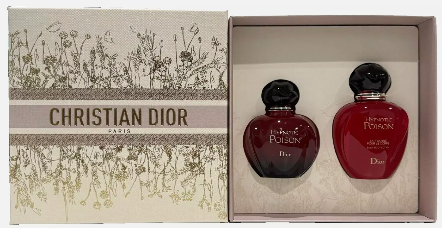 Dior 2 Piece 1.7 Eau De Toilette Spray & 2.5 Silky Body Lotion Hypnotic Poison Set for Women