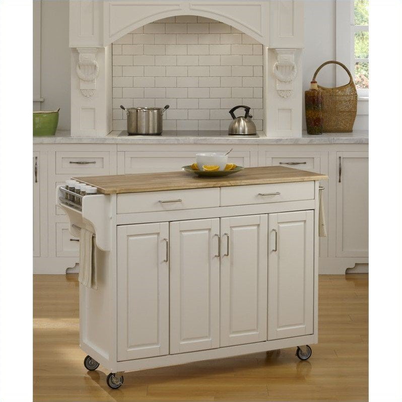 Create A Cart White 4 Door Cabinet Kitchen Cart With Wood Top By Home Styles Home Kitchen Kitchen Dining Room Furniture Sailingschool Pl