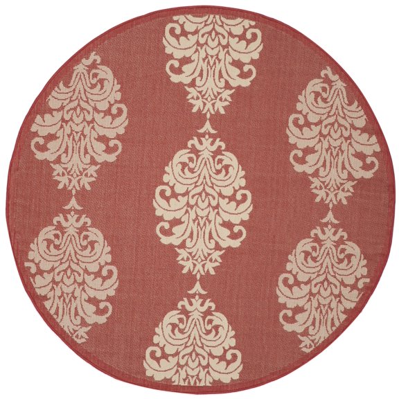 Safavieh Courtyard Jenny Medallion Indoor/Outdoor Area Rug, Red/Natural, 6'7" x 6'7" Round