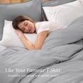thumbnail image 4 of Bare Home Organic Cotton Jersey Duvet Cover Set with Shams, 3-Piece, Full/Queen, Light Gray, 4 of 10