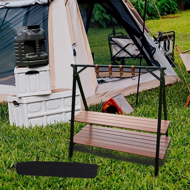 Utensilios de cocina para acampar Estante colgante Estante de almacenamiento Soporte extraíble Profesional Fácil instalación Multiusos Doble capa para Cola Estante de almacenamiento plegable