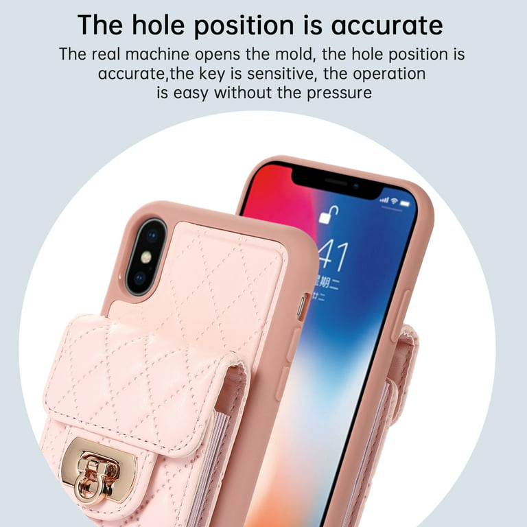 Nalacover Wallet Case for iPhone 13 Pro, Luxury PU Leather Shoulder Strap  Lanyard Crossbody Back Card Slot Bag Magnetic Cover with RFID Blocking Ring  Holder Kickstand Soft TPU Bumper Case,Rosegold 