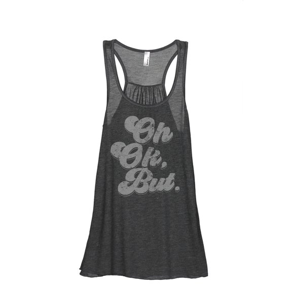 Oh Ok, But. Women's Fashion Sleeveless Flowy Racerback Tank Top Charcoal Grey Small
