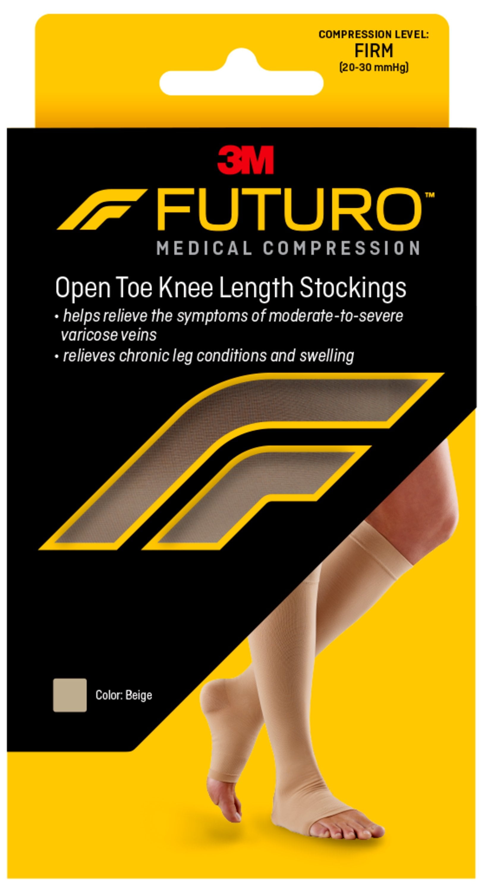 FUTURO Open Toe Knee Highs, Unisex, Medium, Firm Compression Stockings