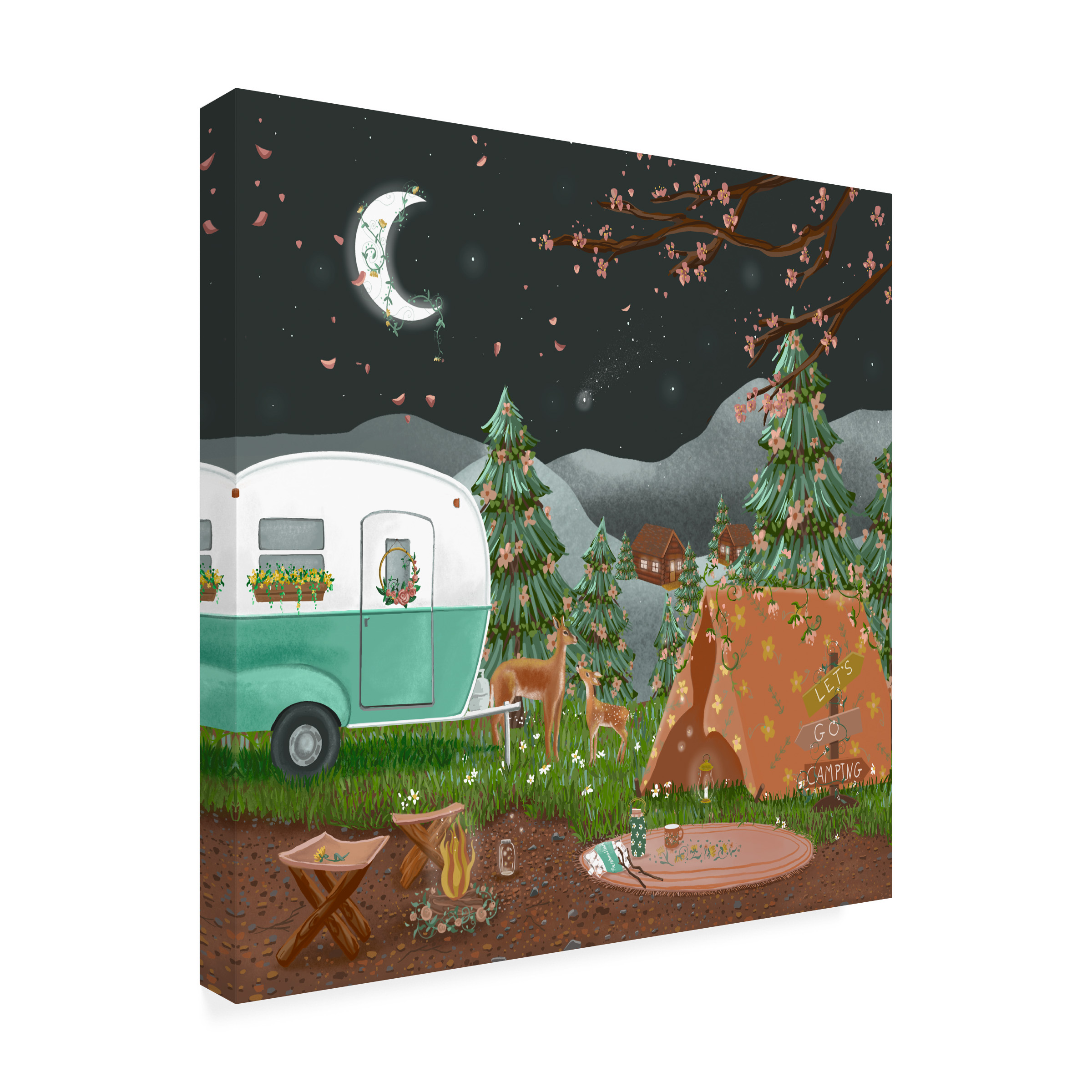Canvas Wall Art - Christine Rotolo 'Lets Go Camping' Wall Art for Living Room, Bedroom, or Office DÃ©cor by Trademark Fine Art - 24 x 24 Inches