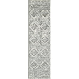 7'X10' Grey Machine Woven Uv Treated Geometric Indoor Outdoor Area Rug 7'X10' Grey Machine Woven Uv Treated Geometric Indoor Outdoor Area Rug