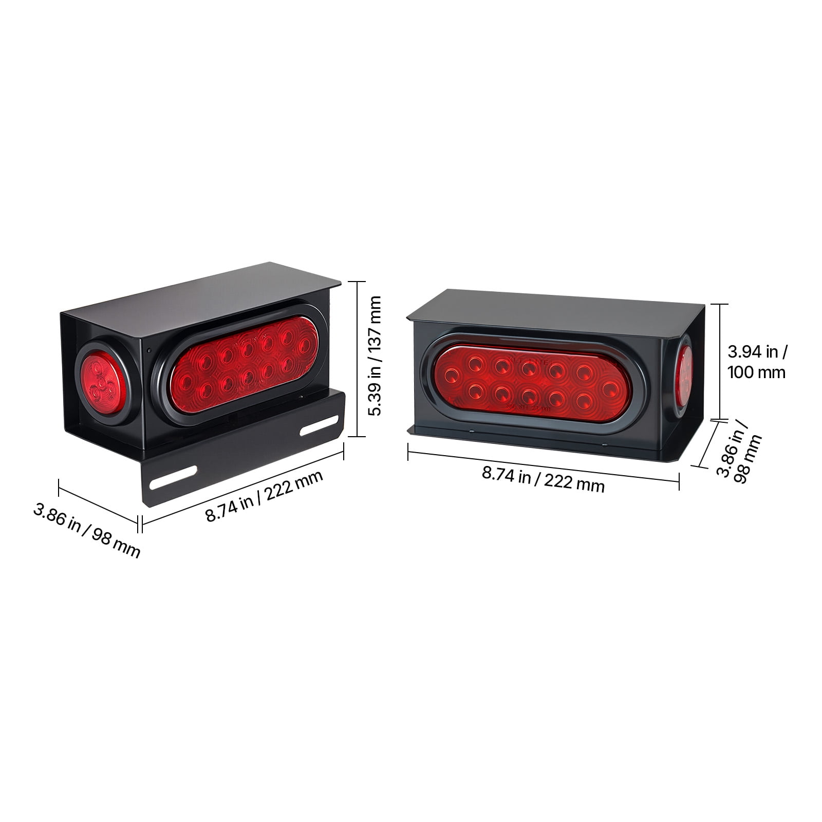 KFFKFF LED Trailer Tail Lights Kit, 10-30V Tow Lighting Set with Stop, Brake, Turn, and Clearance Functions, Waterproof Left and Right Lights for Boat, Truck, Camper, RV, Snowmobile, and Caravan