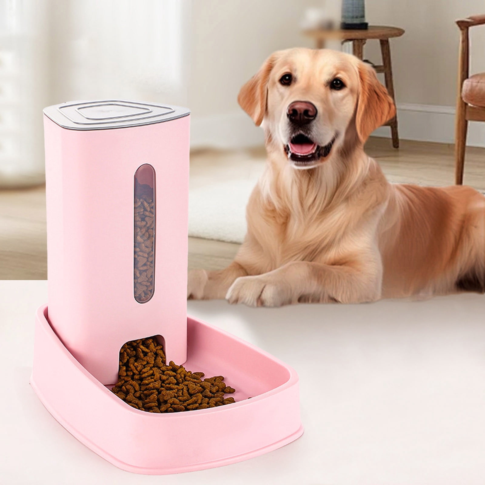 Automatic Cat Dog Feeder and Water Dispenser Set for Indoor Use with Large Capacity Auto Feeding System and Nonautomatic Pet Feeder and Water Bowl for Cats and Dogs