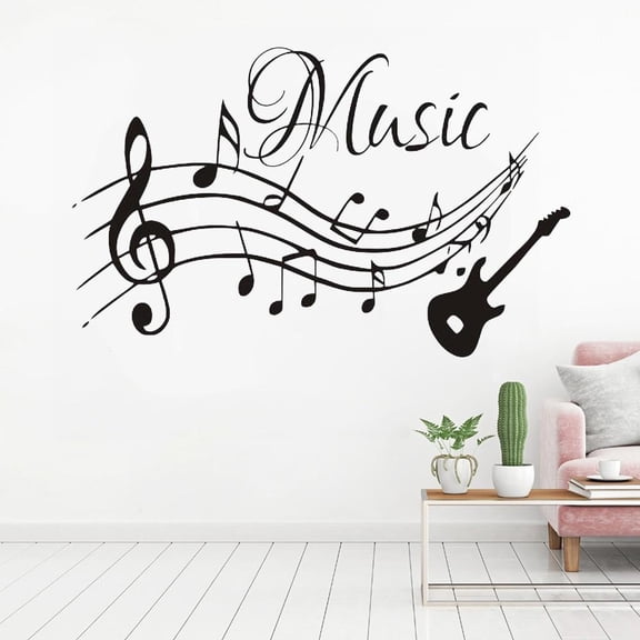 Music Wall Decal Guitar Vinyl Wall Sticker wall Decor Art Decals for Kids Room Bedroom Decor 57x36cm
