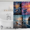 thumbnail image 2 of Beach Conch Shower Curtain Set - 72" x 78" Washable Bathtub Curtain with 12 Hooks, Ocean Boat Pink Sunset Reef Coastal Seascape Waterproof Fabric Stall Shower Curtains for Bathroom/Bathtub Décor, 2 of 6