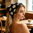 thumbnail image 2 of Crochet Daisy Triangle Head Scarf, Knitted Floral Bandana Head Wrap, Adjustable Back Tie Hair Kerchief For Daily, Travel, Beach & Outdoor Styling, 2 of 4