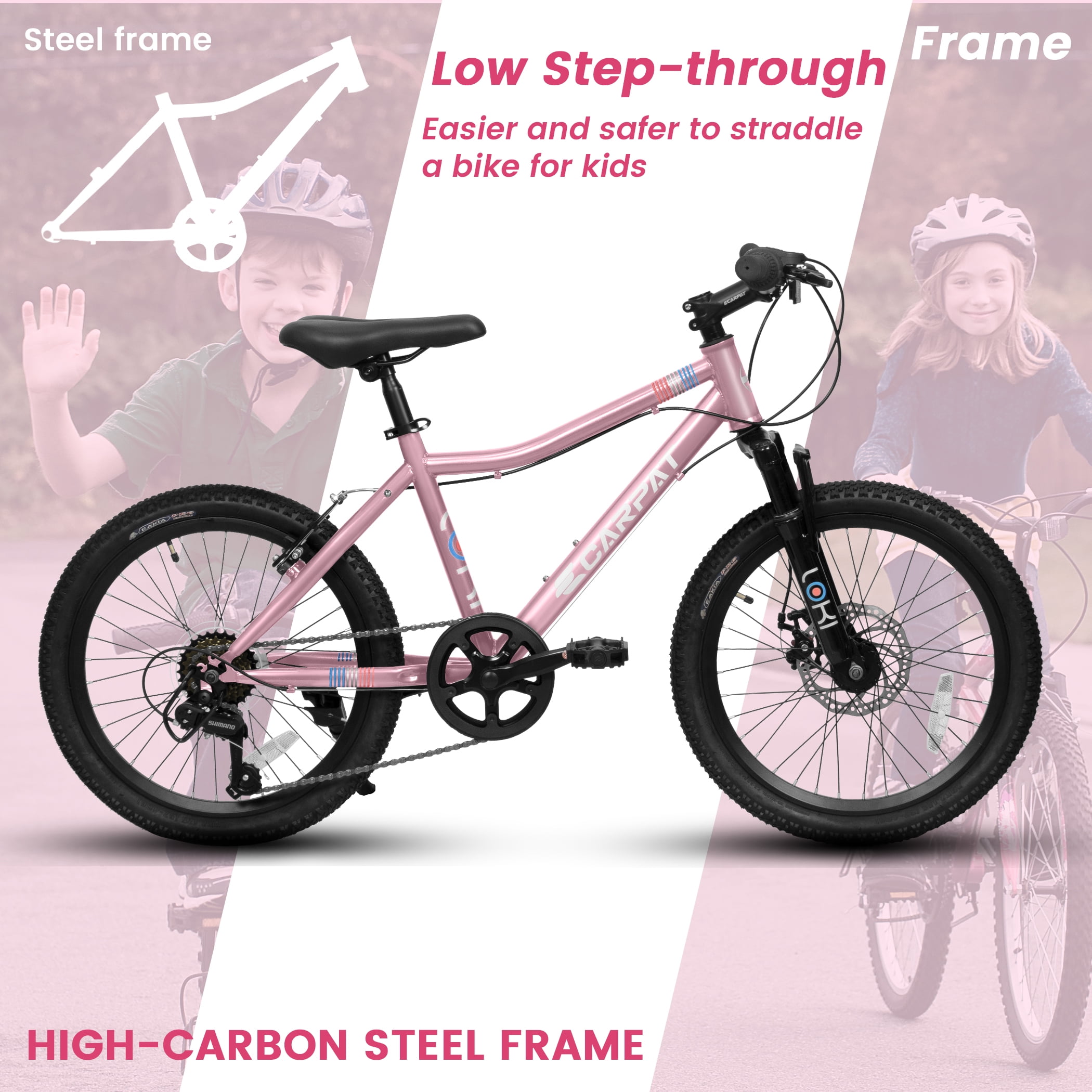 20 inch Mountain Bike For Boys Girls, 7 Speed Kids' MTB Summer Travel Birthday Gifts Children Bicycles