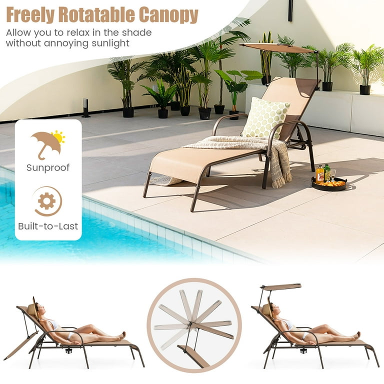 Costway Outdoor Rattan Lounge Chair Recliner Adjustable Cushioned Patio  Yard