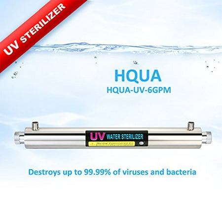 Ultraviolet Water Purifier Sterilizer Filter for Whole House Water Purification,6GPM 25W Model HQUA-UV-6GPM + 1 Extra UV (Best Whole House Uv Water Purifier)