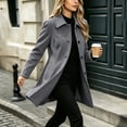 thumbnail image 6 of cocolona Womens Pea Coat Business Casual Notch Lapel Button Down Lined Slim Overcoat Winter Trendy Outerwear, 6 of 6