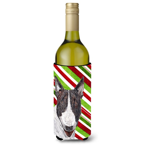 Carolines Treasures SC9617LITERK Bull Terrier Candy Cane Christmas Wine Bottle Hugger Wine Bottle multicolor