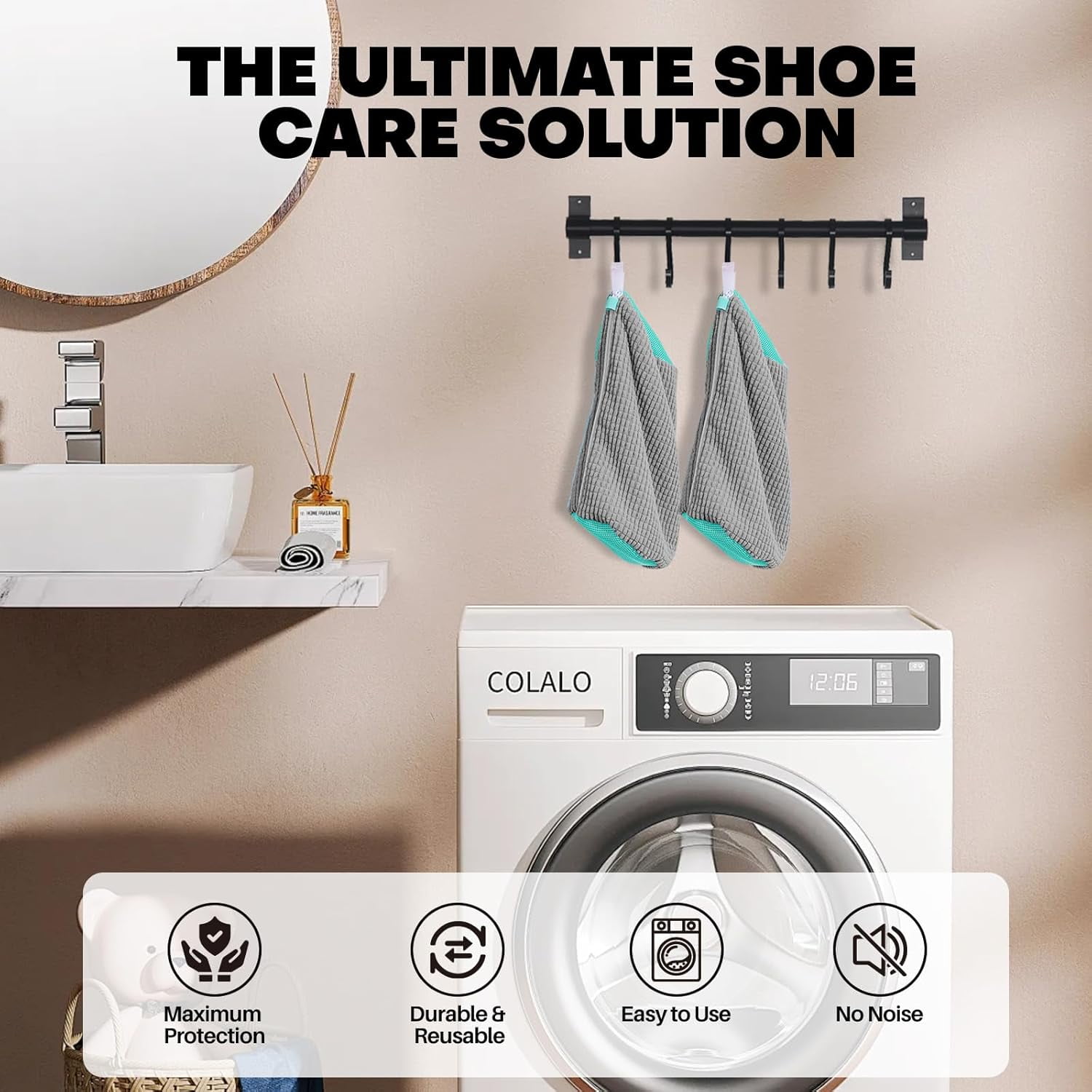 Shoe Washing Machine Bag: Laundry Shoe Bag for Washer and Dryer - 2pc Reusable Shoe Cleaning Bag for Sneaker Tennis Shoes Unstain Cleaner Kit (Gray 2pcs)