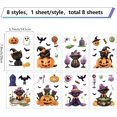 thumbnail image 2 of estilos de pegatinas para ventana de Halloween con forma de gato negro, calabaza, fantasma, murciélago, lápida, libro mágico, sombrero, cruz, PVC, autoadhesivas, para decoración de ventanas,, 2 of 8