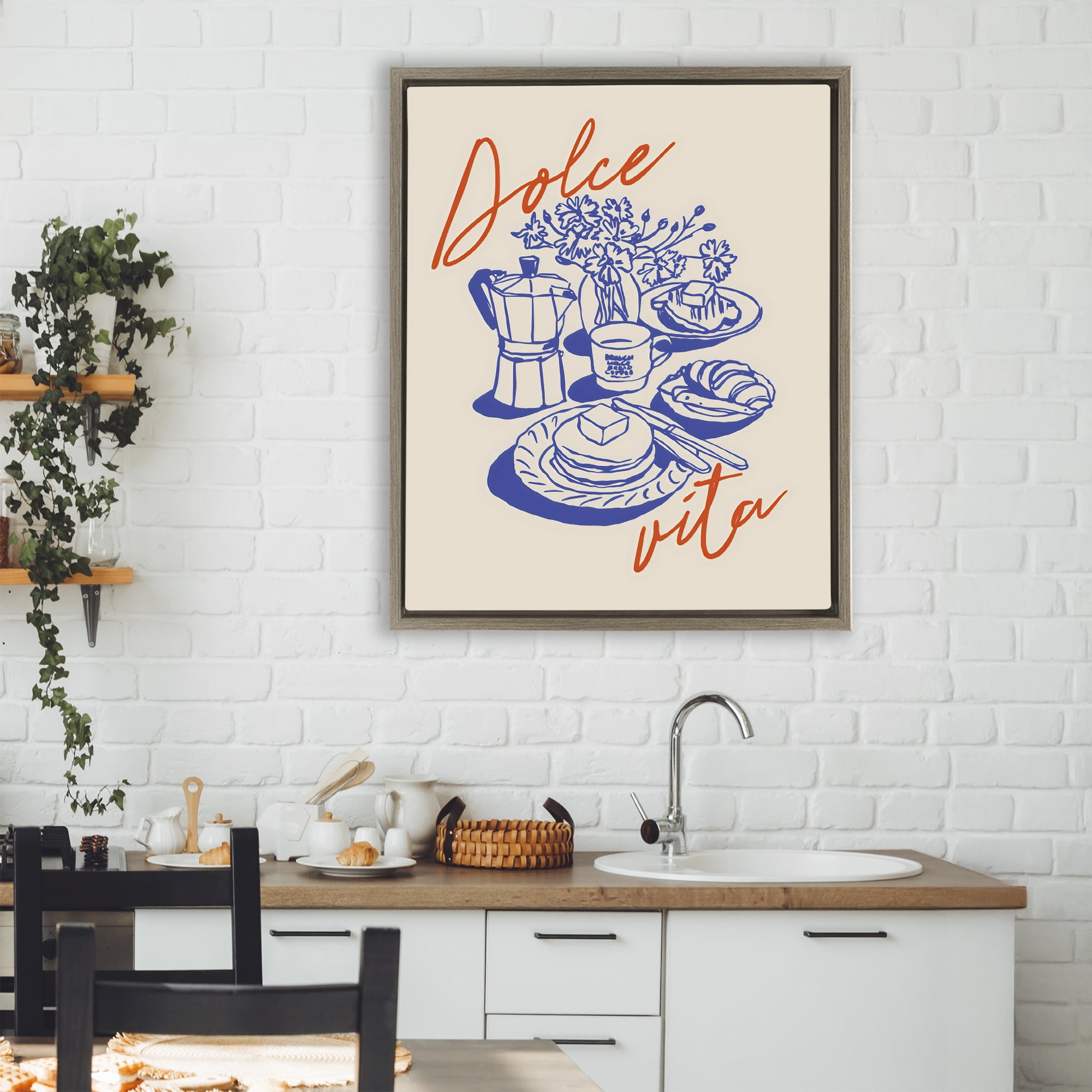 Stupell Industries Retro Breakfast Morning Spread Brown Framed Floater Canvas Wall Art, design by The Prints Vibe