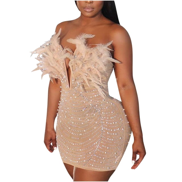 Gspmoly Robe pour Femme, Robe Moulante Moulante Unie Aguichant pour Femme Sans Manches à Col en V, Robe de Cocktail, Cadeaux des Fêtes